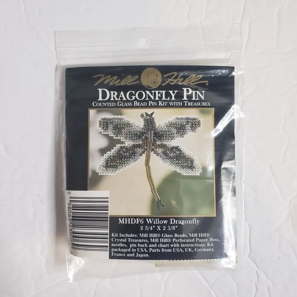 MILL HILL Willow Dragonfly Pin MHDF6 Counted Glass Bead Cross Stitch Kit NEW